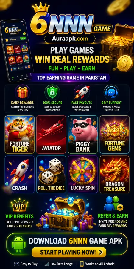 6NNN Game APK download banner for Android in Pakistan with Auraapk.com