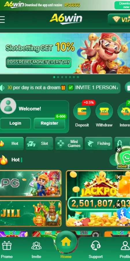 A6Win Game online gaming platform banner for Pakistan users