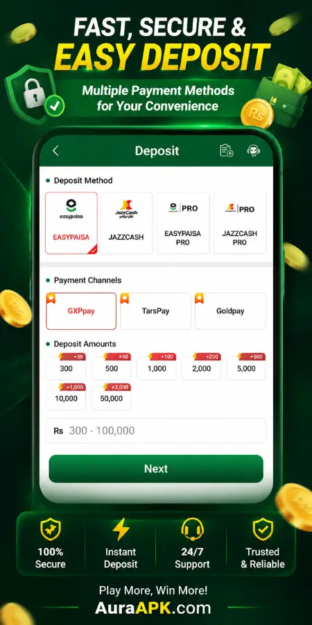 Secure deposit banner with Easy paisa and Jazz Cash payment options