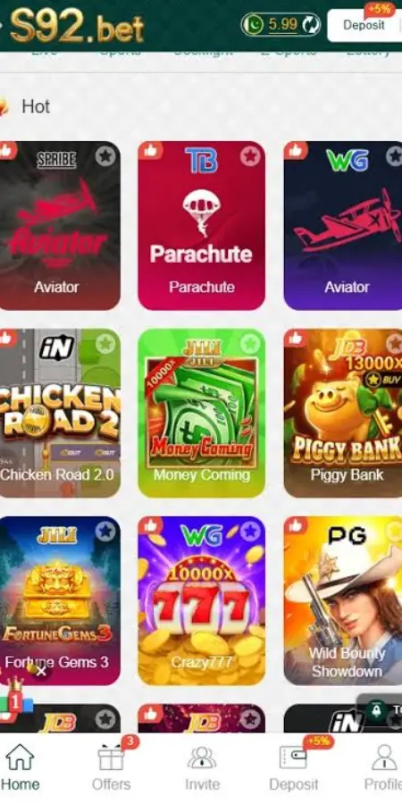 S92 Bet Game Homepage Banner