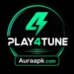 Play4tune App logo with Auraapk.com branding