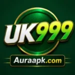 UK999 Game logo with Auraapk.com branding on green background